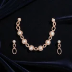 Rineva Pearl Halo Gold Necklace Set