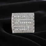 Rineva Regal Sparkle Silver Statement Ring