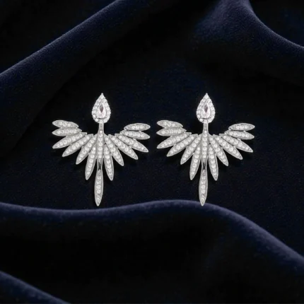 Rineva Auralis Wing Drop Earrings (Silver Tone)