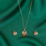 Rineva Aurora Petal Pendant Jewellery Set (Gold Tone)