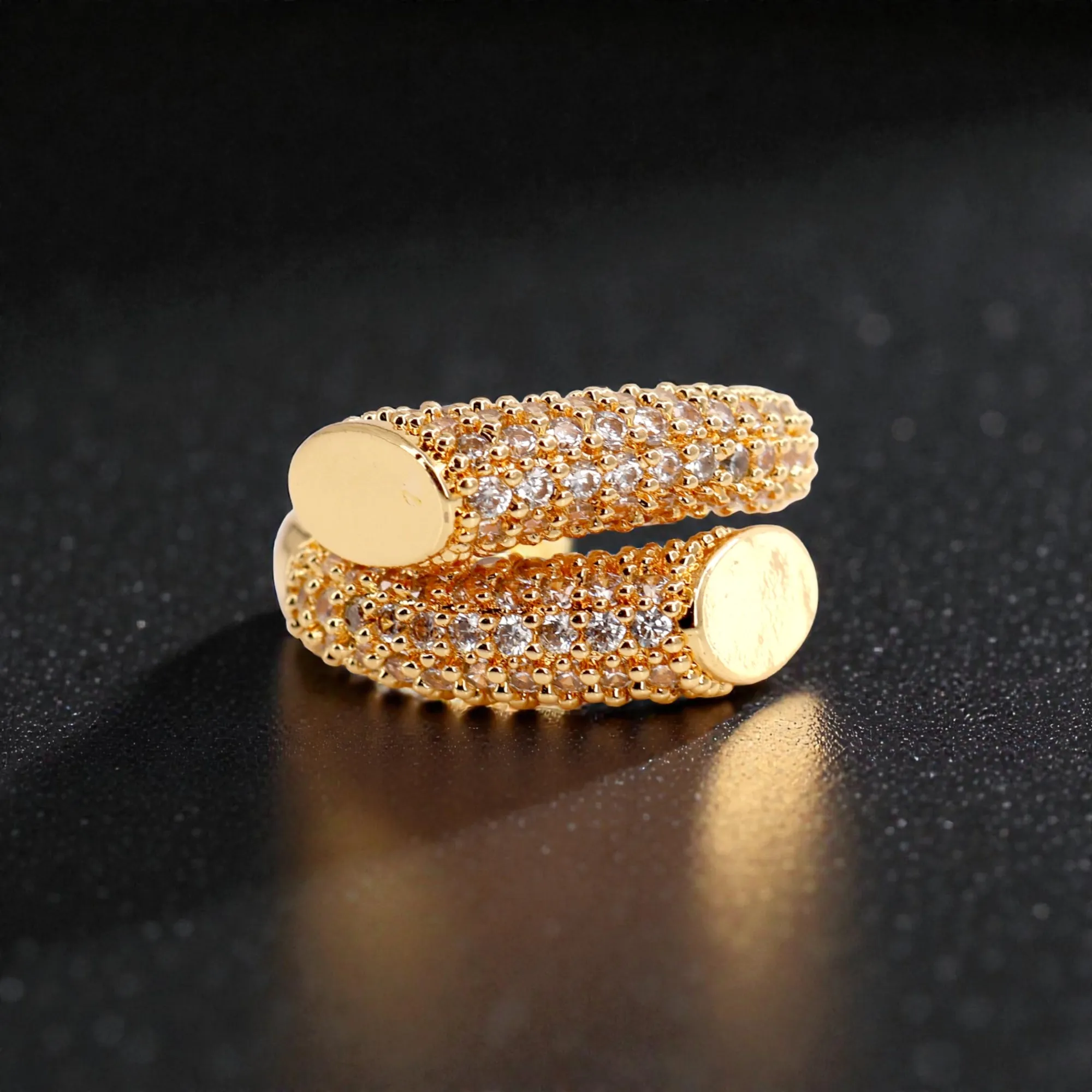 157 Rineva Elara Gold Dual Band Sparkle Ring - Image 1