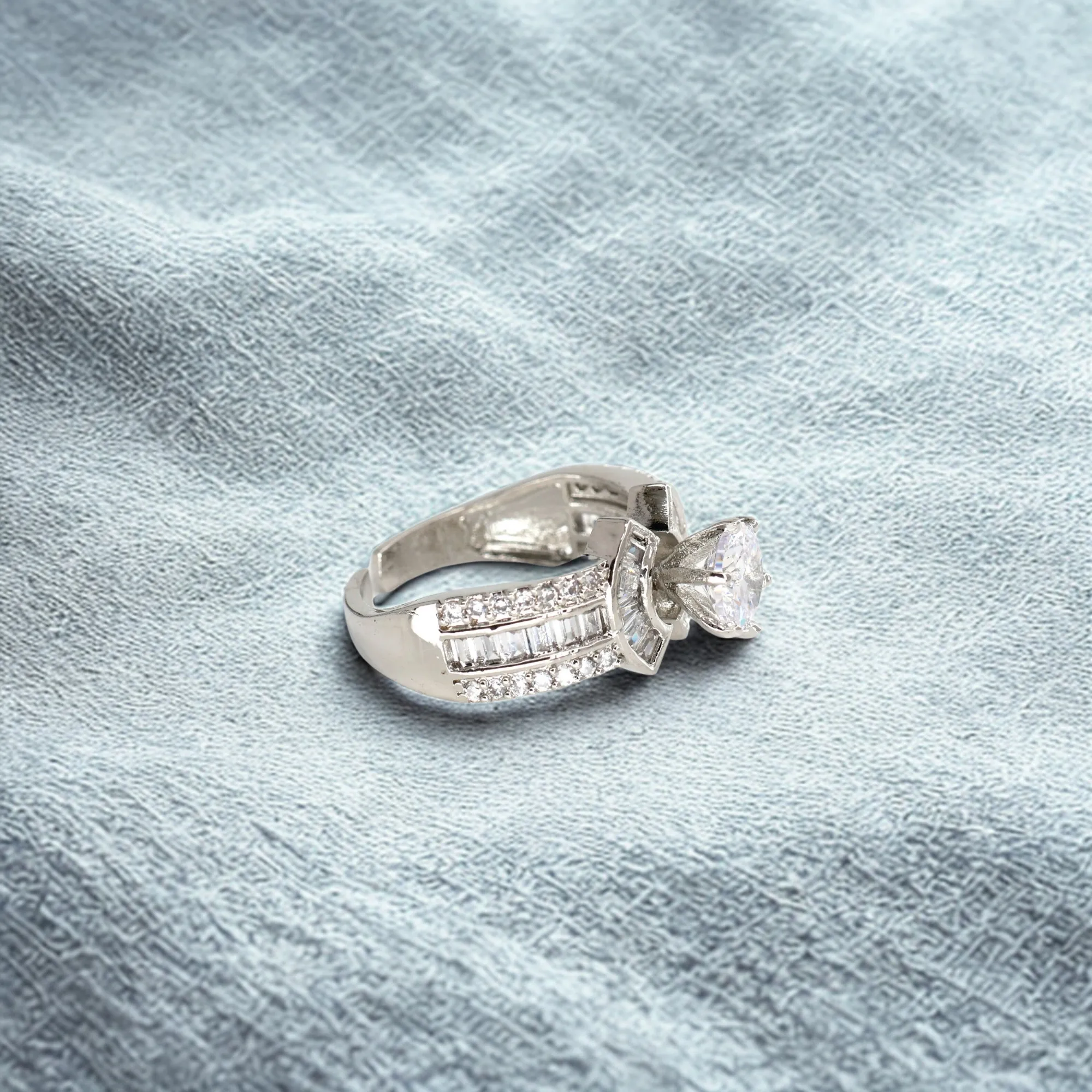 165 Rineva Nova Silver Baguette Solitaire Ring - Image 1