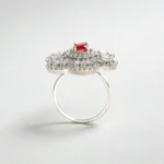Rineva Ruby Bloom Silver Statement Ring - Image 2