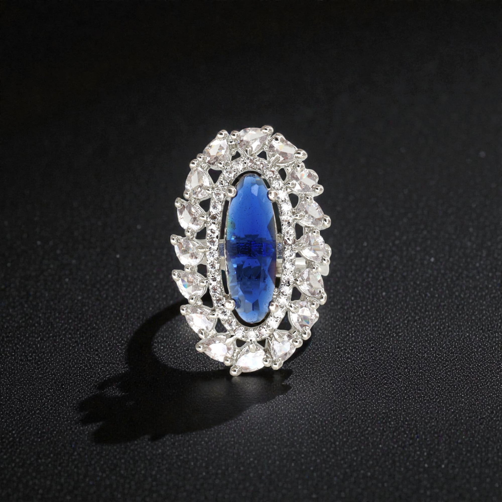 181 Rineva Sapphire Aura Silver Statement Ring - Image 1