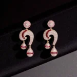 Rineva Ruby Swirl Gold Statement Drop Earrings