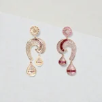 Rineva Ruby Swirl Gold Statement Drop Earrings - Image 2