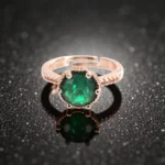 Rineva Emerald Grace Rose Gold Adjustable Ring