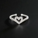 Rineva Crystal Heart Open Adjustable Ring