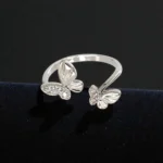 Rineva Silver Flutter Grace Adjustable Butterfly Ring