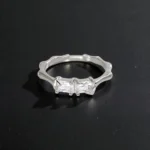 Rineva Crystal Edge Adjustable Baguette Silver Ring