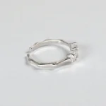 Rineva Crystal Edge Adjustable Baguette Silver Ring - Image 2