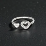 Rineva Crystal Heart Duo Open Adjustable Ring