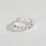 Rineva Sparkling Curve Silver Open Ring - Image 2