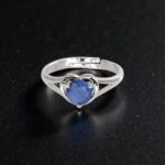 Rineva Blue Heart Silver Adjustable Ring