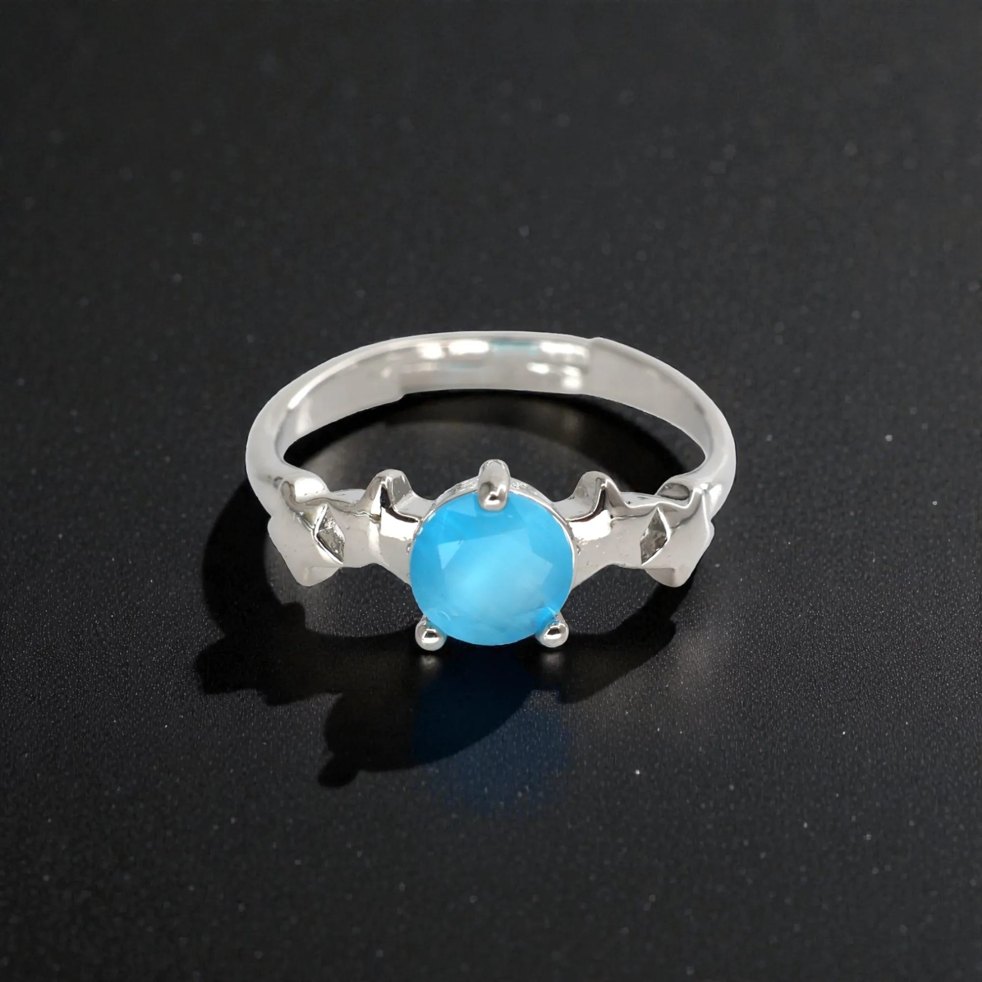 336 Rineva Azure Crown Silver Adjustable Ring - Image 1