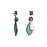 Rineva Aurora Pearl & Emerald Drop Earrings - Image 4