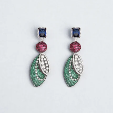Rineva Aurora Pearl & Emerald Drop Earrings