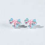 Rineva Elara Heart Bow Stud Earrings