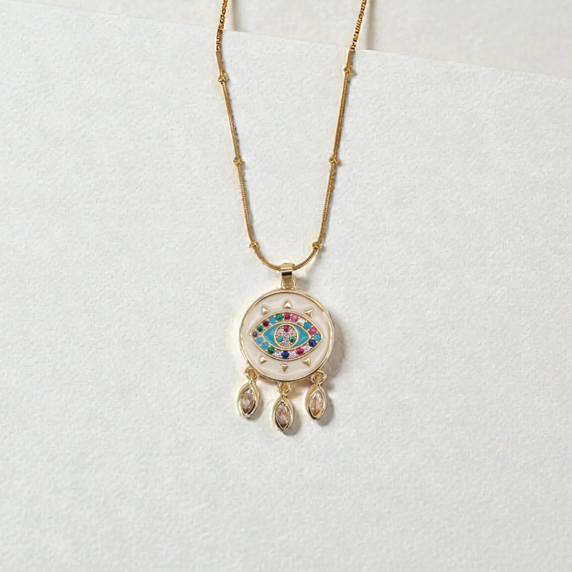 66 Rineva Nazar Dreamcatcher Evil Eye Pendant Necklace - Image 1