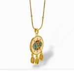 Rineva Nazar Dreamcatcher Evil Eye Pendant Necklace - Image 2