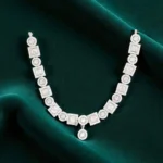 Rineva Elara Square Cut Silver Bridal Jewellery Set - Image 3