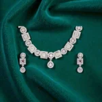 Rineva Elara Square Cut Silver Bridal Jewellery Set - Image 2