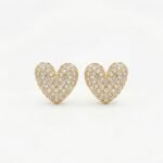 Rineva Golden Heart Glow Crystal Stud Earrings