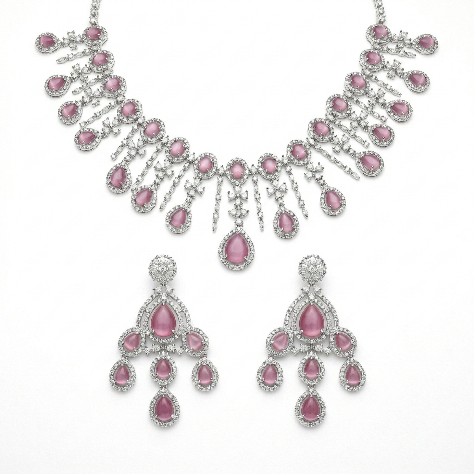 13 Rineva Blush Royale Chandelier Necklace Set - Image 1