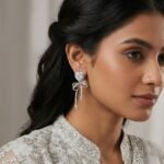 Rineva Crystal Heart Bow Drop Earrings - Image 2