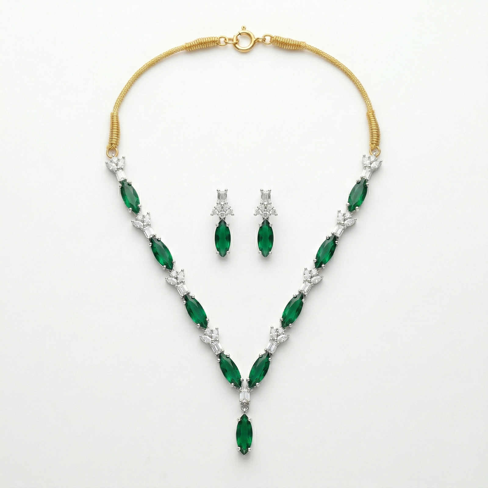 15 Rineva Emerald Grace Tassel Necklace Set - Image 1