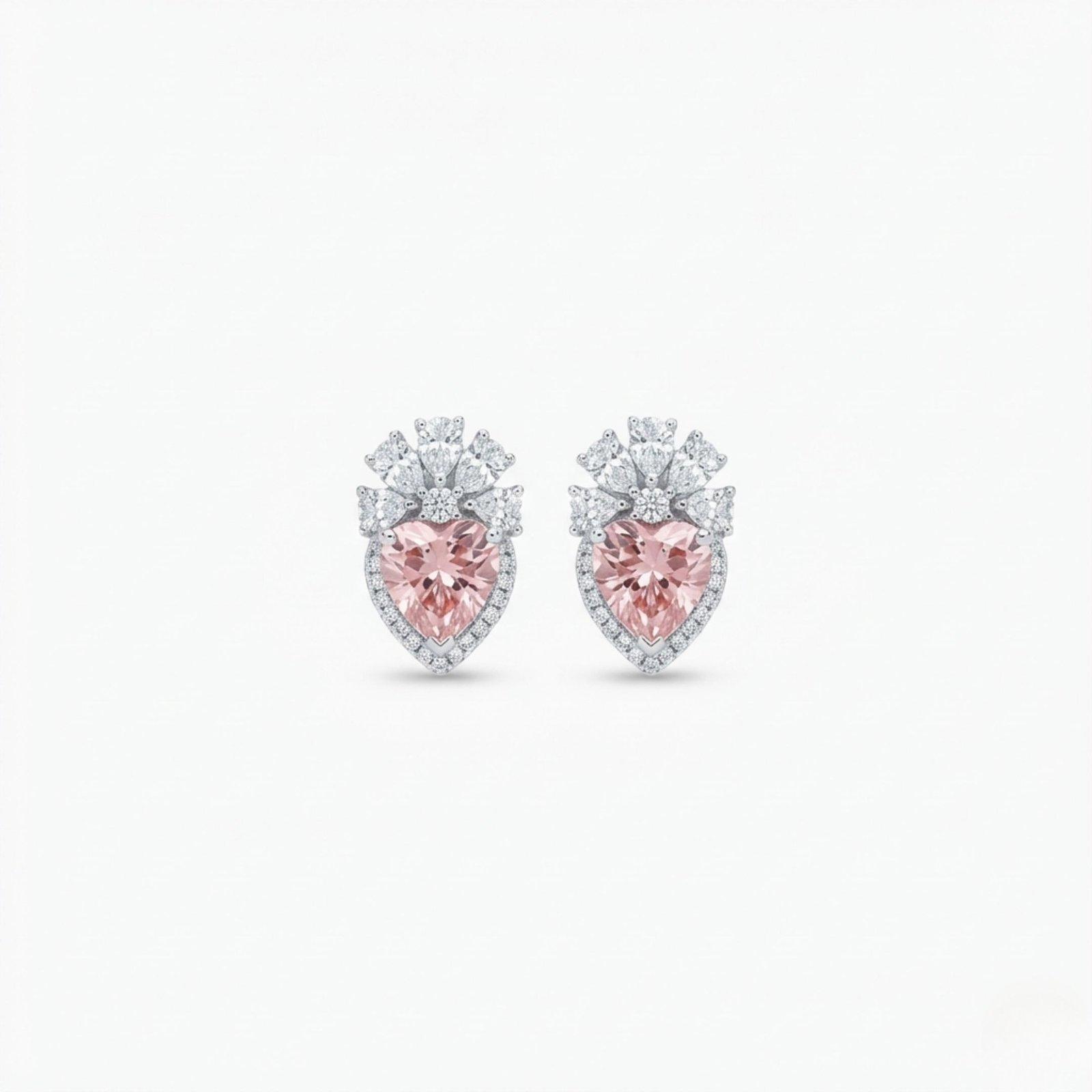 23((f) Rineva Roselle Heart Bloom Crystal Stud Earrings - Image 1