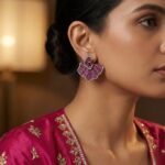 Rineva Ruby Petal Luxe Statement Earrings - Image 2