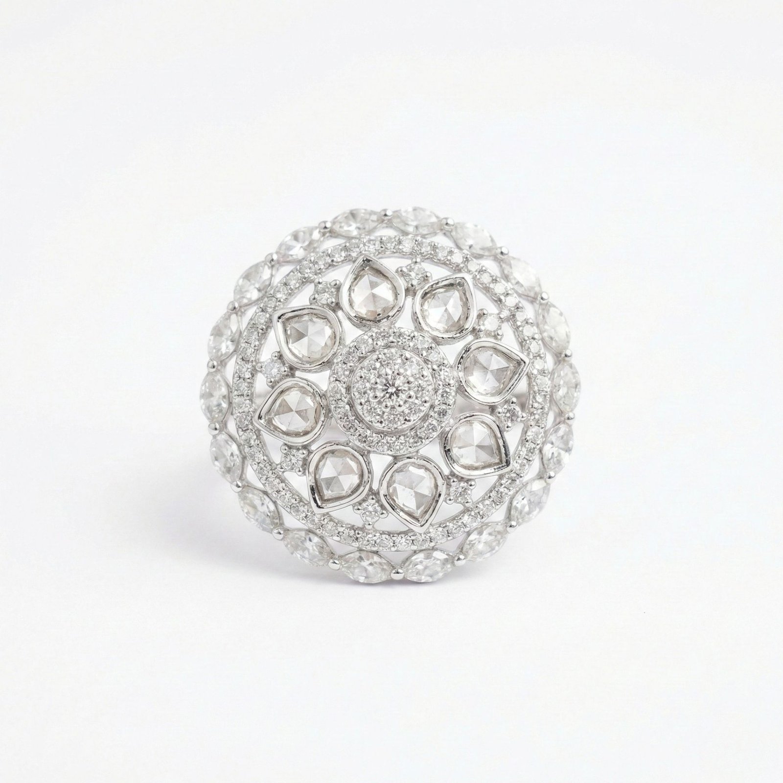 33F Rineva Royal Bloom Crystal Cocktail Ring - Image 1