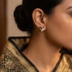 Rineva Noir Petal Luxe Gold Stud Earrings - Image 2