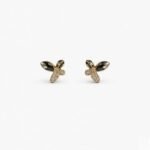 Rineva Noir Petal Luxe Gold Stud Earrings