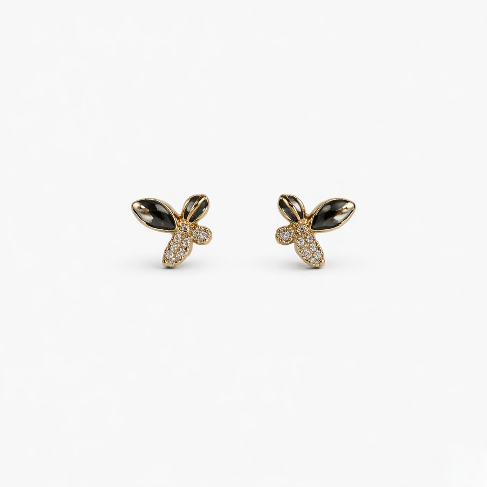 43F Rineva Noir Petal Luxe Gold Stud Earrings - Image 1