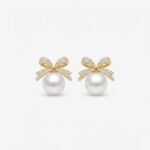 Rineva Celeste Pearl Bow Stud Earrings