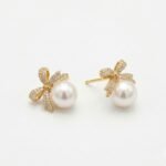 Rineva Celeste Pearl Bow Stud Earrings - Image 3