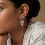 Rineva Urban Link Luxe Silver Statement Earrings - Image 2