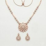 Rineva Rosé Bloom Crystal Pendant Necklace Set