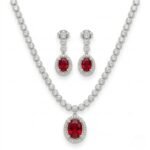 Rineva Crimson Royale Oval Necklace Set