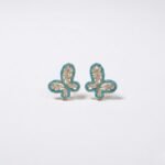 Rineva Turquoise Bloom Royale Gold Stud Earrings