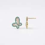 Rineva Turquoise Bloom Royale Gold Stud Earrings - Image 3