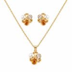 Rineva Amber Pearl Bloom Pendant Set