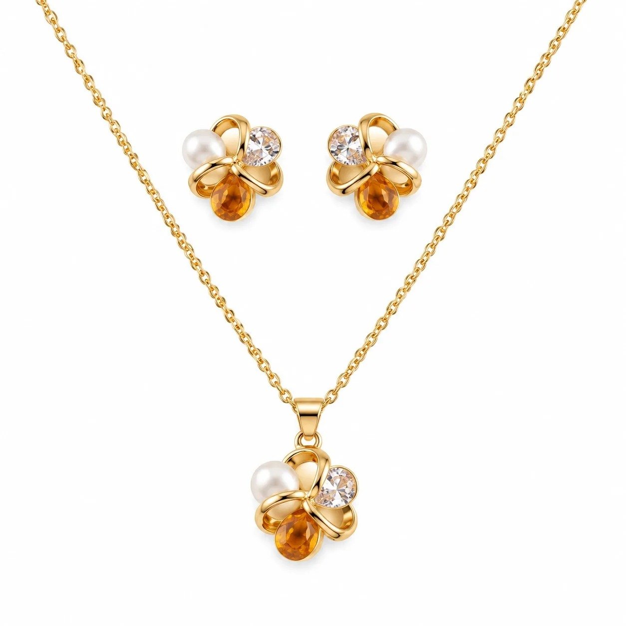 Rineva Amber Pearl Bloom Pendant Set Rineva Amber Pearl Bloom Pendant Set - Image 1