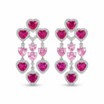 Rineva Amoura Cascading Heart Crystal Chandelier Earrings