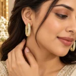 Rineva Aurelia Crystal Gold Hoops - Image 2