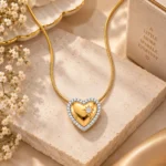 Rineva Celeste Heart Halo Pendant Necklace - Image 3