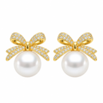 Rineva Celeste Pearl Bow Stud Earrings