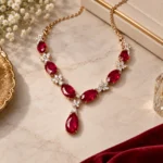 Rineva Crimson Royale Oval Necklace Set - Image 6